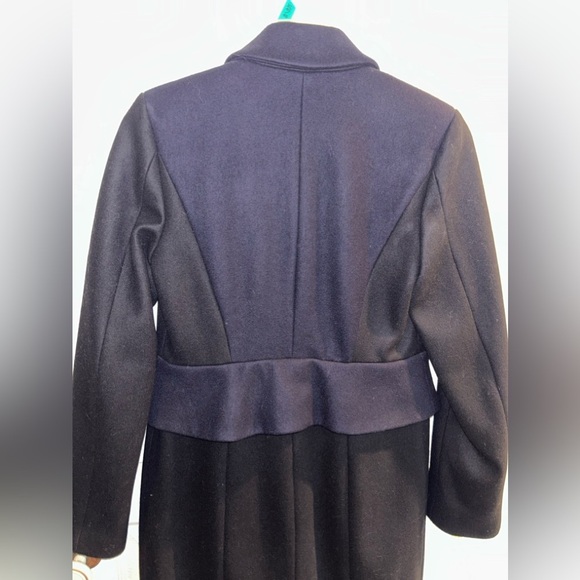 NWT Marchesa Voyage Wool Black and Navy Peplum Coat. Size 2 - Picture 10 of 10